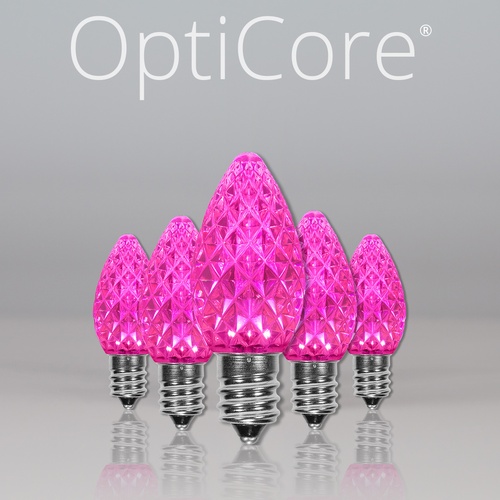 C7 Pink OptiCore LED Christmas Light Bulbs