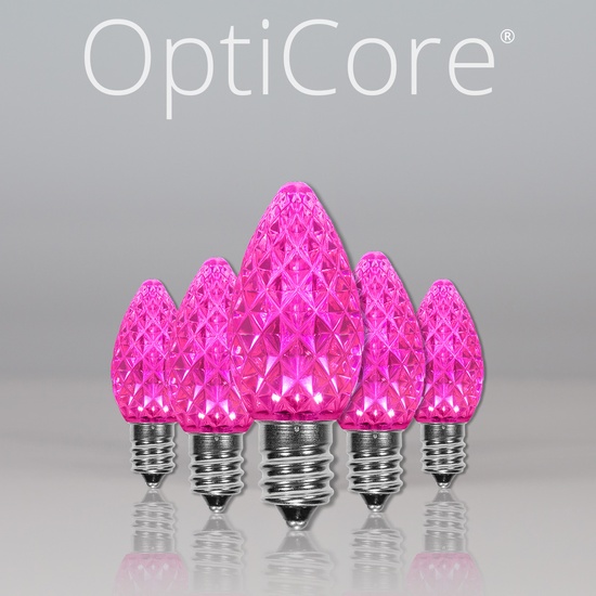 C7 Pink OptiCore LED Christmas Light Bulbs