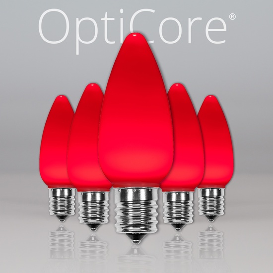 C9 Red Smooth OptiCore LED Christmas Light Bulbs