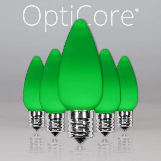 C9 Green Smooth OptiCore LED Christmas Light Bulbs