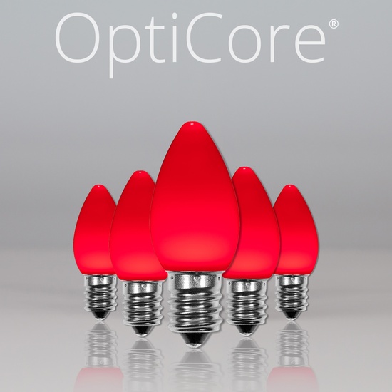 C7 Red Smooth OptiCore LED Christmas Light Bulbs