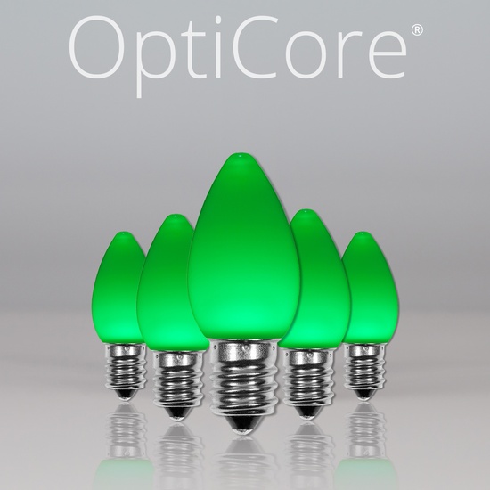C7 Green Smooth OptiCore LED Christmas Light Bulbs