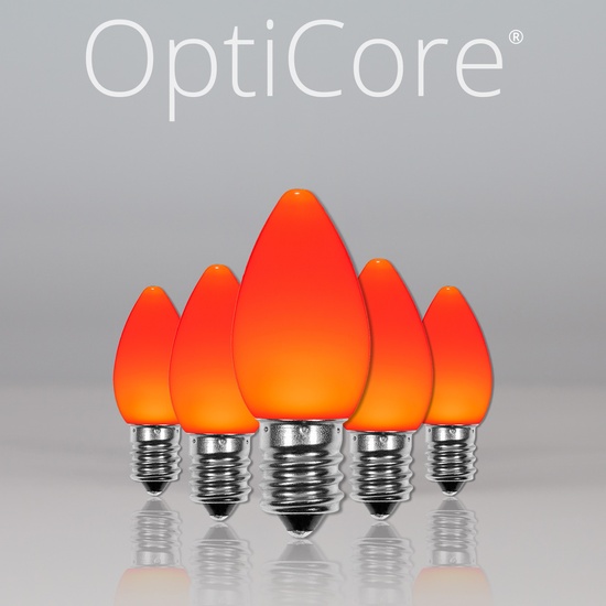 C7 Amber / Orange Smooth OptiCore LED Christmas Light Bulbs