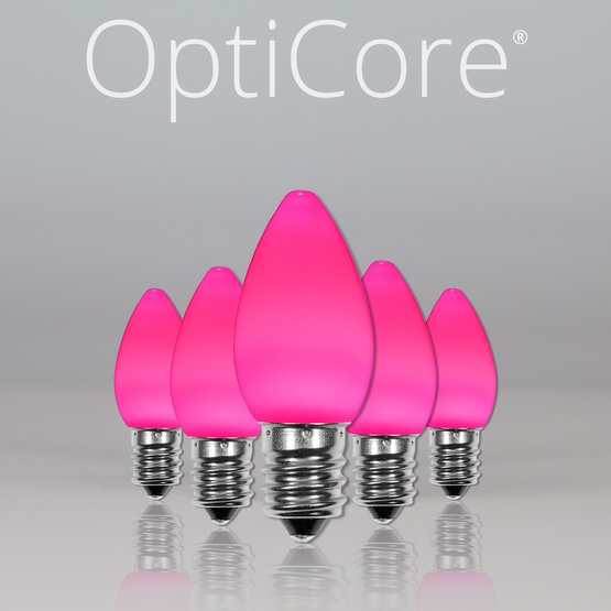 C7 Pink Smooth OptiCore LED Christmas Light Bulbs