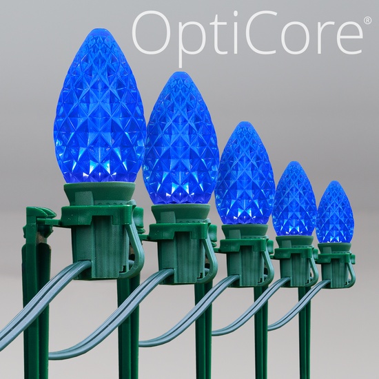 C7 Blue OptiCore LED Christmas Pathway Lights, 100 Lights, 7.5 Inch Stakes, 100'