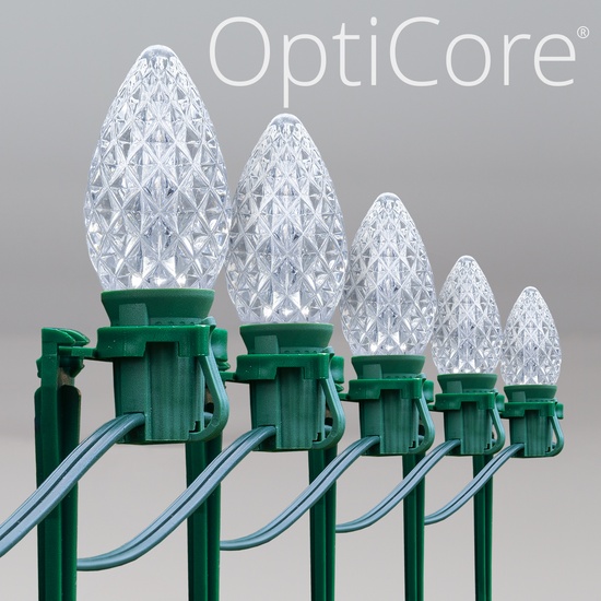 C7 Cool White OptiCore LED Christmas Pathway Lights, 100 Lights, 7.5 Inch Stakes, 100'