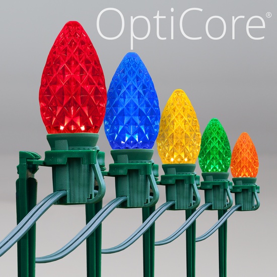 C7 Multicolor OptiCore LED Christmas Pathway Lights, 100 Lights, 7.5 Inch Stakes, 100'