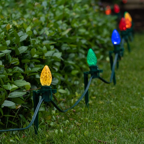 C7 Multicolor OptiCore LED Christmas Pathway Lights, 100 Lights, 7.5 Inch Stakes, 100'