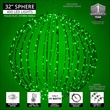 8" Green LED Christmas Light Ball, Fold Flat Green Frame