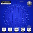 8" Blue LED Christmas Light Ball, Fold Flat Blue Frame