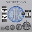 8" Blue LED Christmas Light Ball, Fold Flat Blue Frame