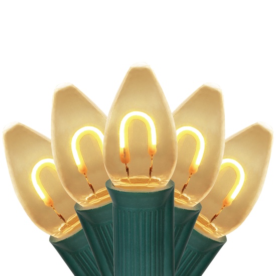 C7 Warm White FlexFilament Commercial LED Shatterproof Christmas String Lights, 15 Lights, 15'