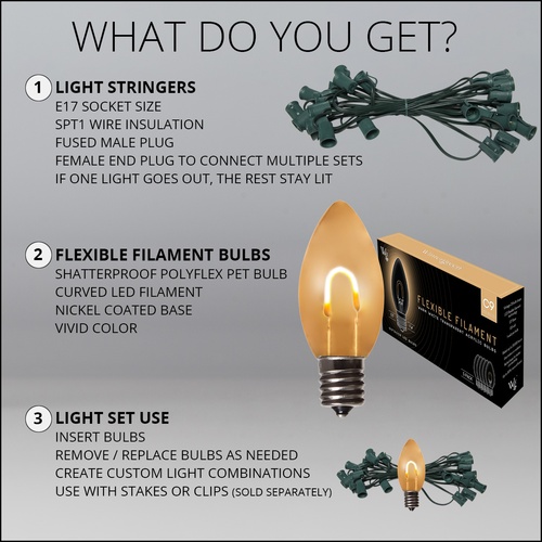 FlexFilament Christmas Lights C9 Warm White Commercial LED Christmas