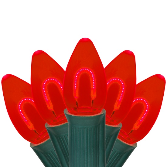 C7 Red FlexFilament Commercial LED Shatterproof Christmas String Lights, 15 Lights, 15'