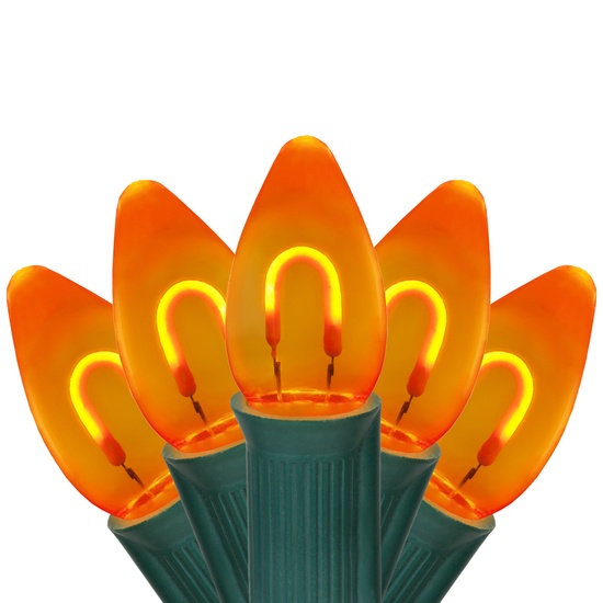 C7 Amber FlexFilament Commercial LED Shatterproof Christmas String Lights, 15 Lights, 15'