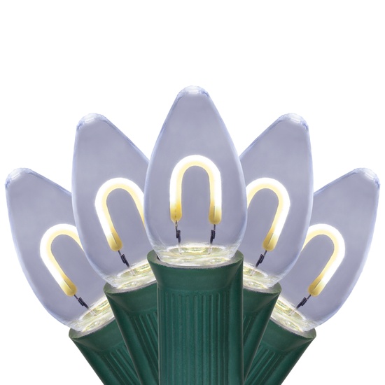 C7 Cool White FlexFilament Commercial LED Shatterproof Christmas String Lights, 15 Lights, 15'