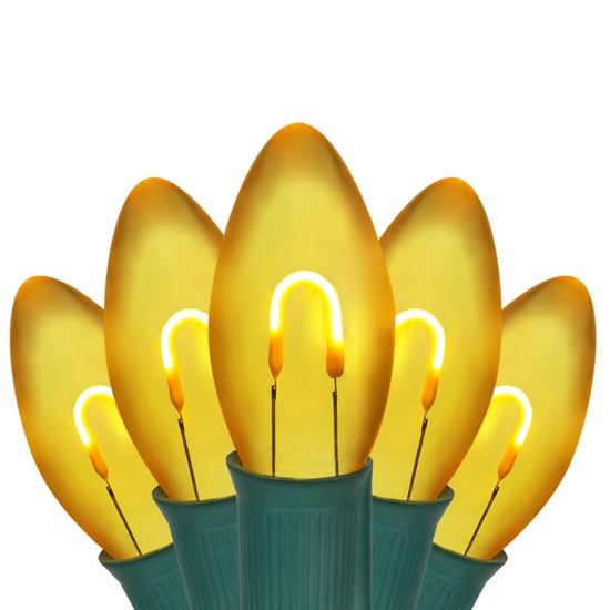 C9 Gold FlexFilament Commercial LED Shatterproof Christmas String Lights, 15 Lights, 15'