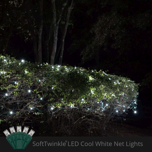 5mm 4' x 6' Cool White SoftTwinkle LED Net Lights, Green Wire