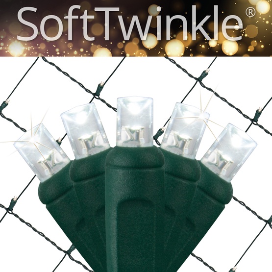 5mm 4' x 6' Cool White SoftTwinkle LED Net Lights, Green Wire