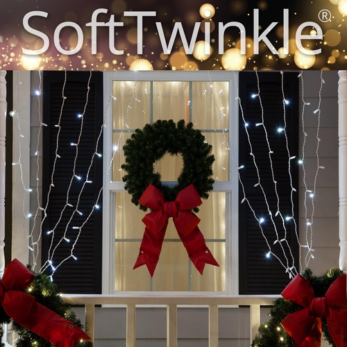 150 Cool White SoftTwinkle LED Curtain Lights