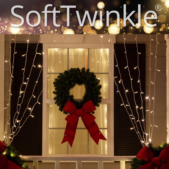 150 Warm White SoftTwinkle LED Curtain Lights
