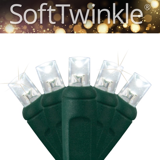 50 5mm Cool White SoftTwinkle LED Christmas Lights, 4" Spacing