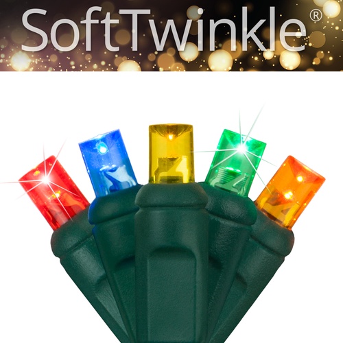 50 5mm Multi Color SoftTwinkle LED Christmas Lights, 4" Spacing