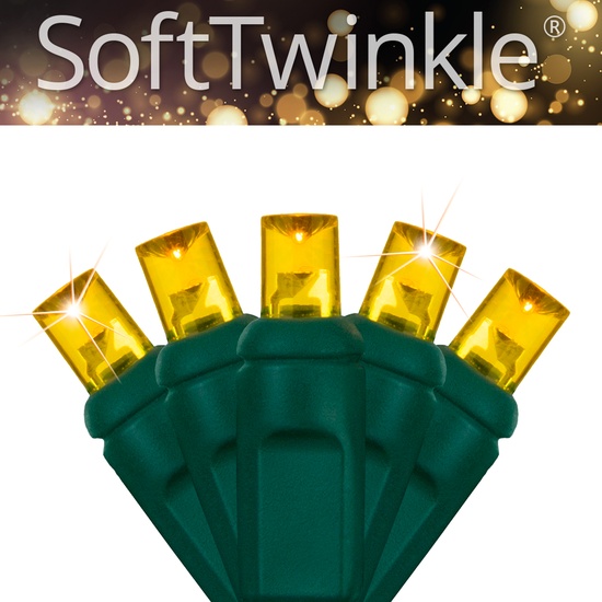 50 5mm Gold SoftTwinkle LED Christmas Lights, 4" Spacing