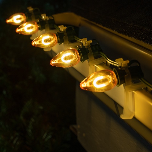 C7 Gold FlexFilament Commercial LED Shatterproof Christmas String Lights, 15 Lights, 15'