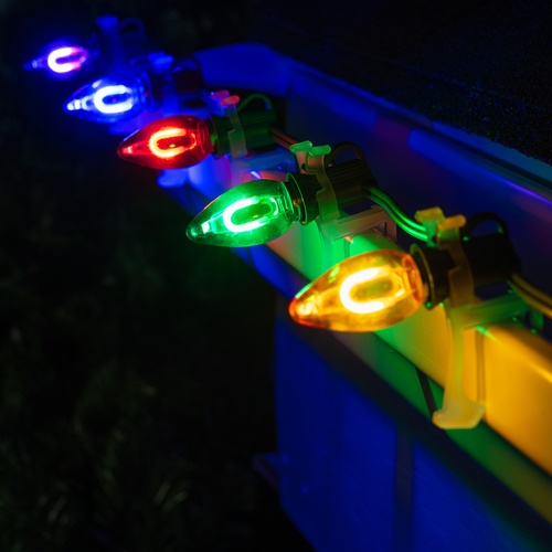 C7 Multicolor FlexFilament Commercial LED Shatterproof Christmas String Lights, 15 Lights, 15'