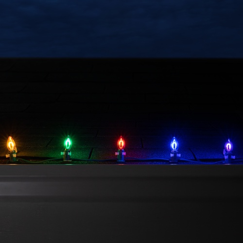 C7 Multicolor FlexFilament Commercial LED Shatterproof Christmas String Lights, 15 Lights, 15'
