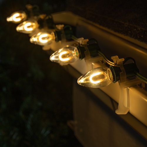 C7 Warm White FlexFilament Commercial LED Shatterproof Christmas String Lights, 15 Lights, 15'