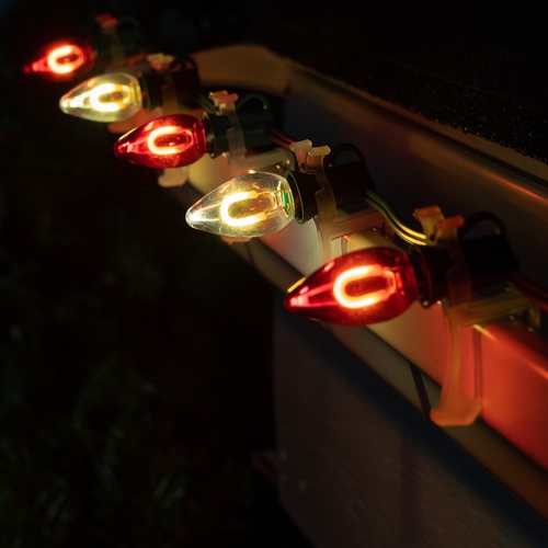 C7 Red / Warm White FlexFilament Commercial LED Shatterproof Christmas String Lights, 50 Lights, 50'