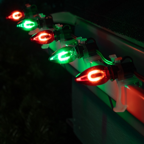 C7 Green / Red FlexFilament Commercial LED Shatterproof Christmas String Lights, 50 Lights, 50'