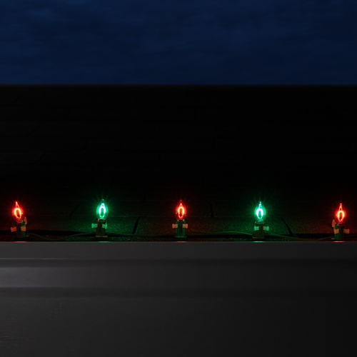 C7 Green / Red FlexFilament Commercial LED Shatterproof Christmas String Lights, 50 Lights, 50'