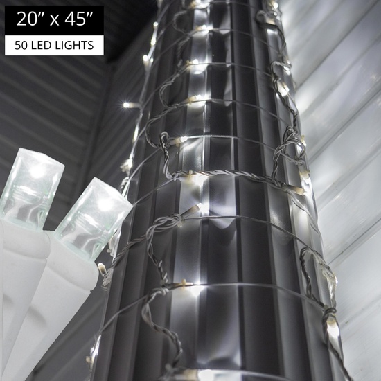 StretchNet Pro 20" x 45" Column Wrap Lights, 5mm LED, 50 Cool White Lights, White Wire