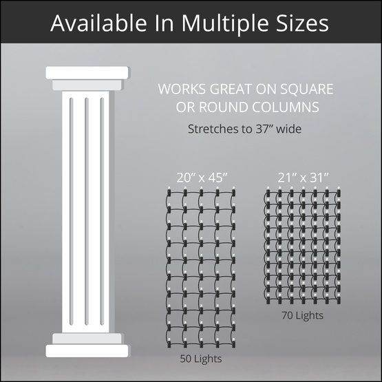 StretchNet Pro 20" x 45" Column Wrap Lights, 5mm LED, 50 Cool White Lights, White Wire