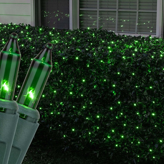 150 Green Mini Net Lights on Green Wire, 4' x 6'