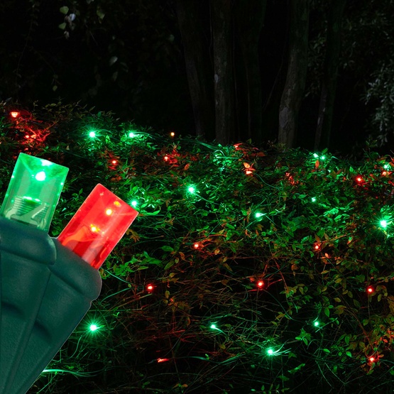 5mm 4' x 6' Red, Green LED Net Lights, Green Wire