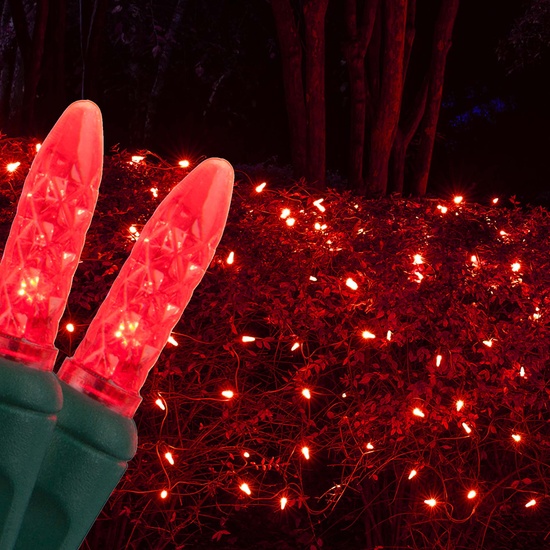 M5 4'x6' Red LED Net Lights, Green Wire
