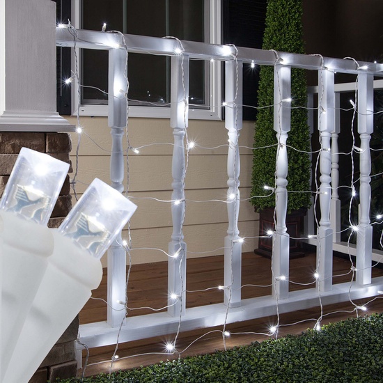 5MM 4'x6' Pure White LED Net Lights, White Wire