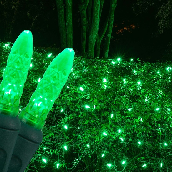 M5 4'x6' Pure Green LED Net Lights, Green Wire