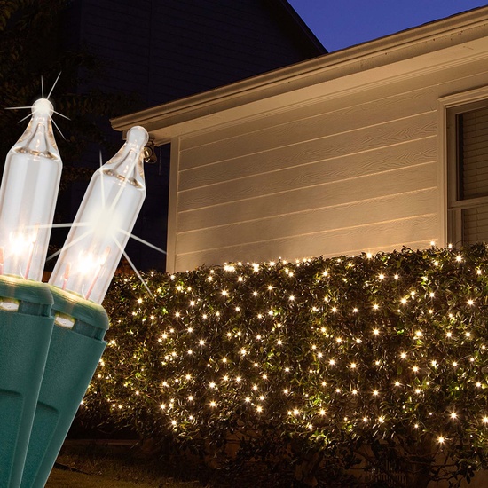 4' x 6' Twinkle Net Lights - 150 Clear Lamps - Green Wire