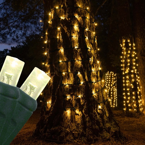 2' x 6' LED Trunk Wrap Lights - 100 Warm White Lamps - Green Wire