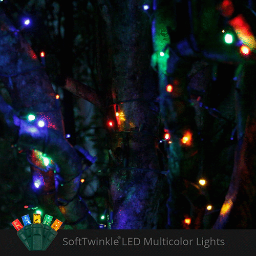 50 5mm Multi Color SoftTwinkle LED Christmas Lights, 4" Spacing