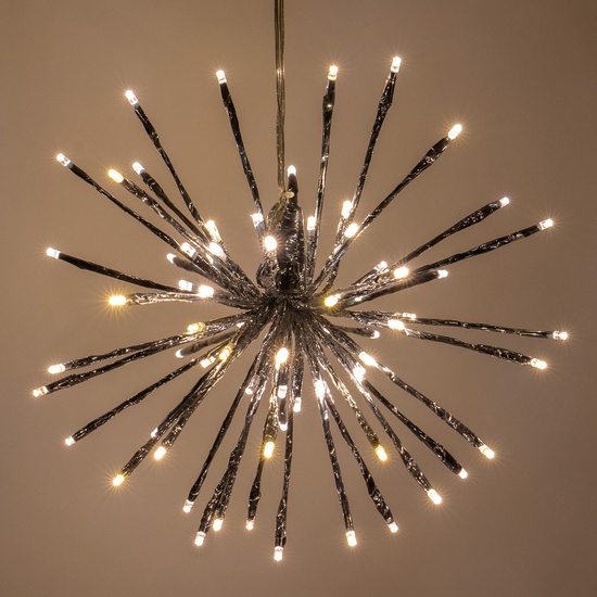 12" Silver Starburst Lighted Branches, Warm White LED Twinkle Lights, 1 pc