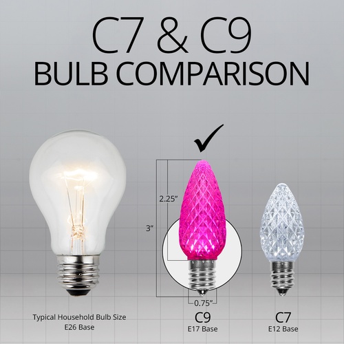 C9 Pink OptiCore LED Christmas Light Bulbs