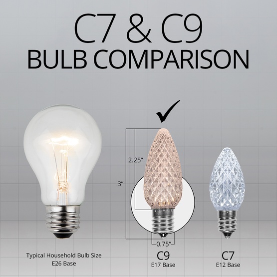 C9 Warm White OptiCore LED Christmas Light Bulbs, Box of 25