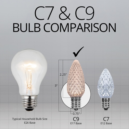 C9 Warm White OptiCore LED Christmas Light Bulbs, Box of 25