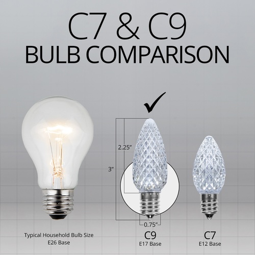 C9 Cool White OptiCore LED Christmas Light Bulbs, Contractor Pack